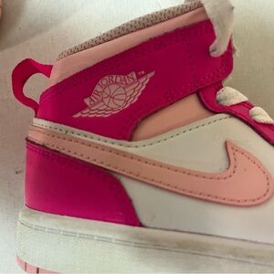 Rare Nike Air Jordan Pink and White Mid Top Sneakers - Y 1 - Back to School